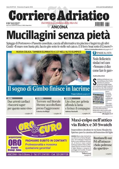 Prima-pagina-corriere adriatico-edizione-di-oggi-11-08-2024